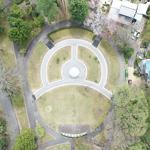 境界確定のため設置された境界杭のクローズアップ